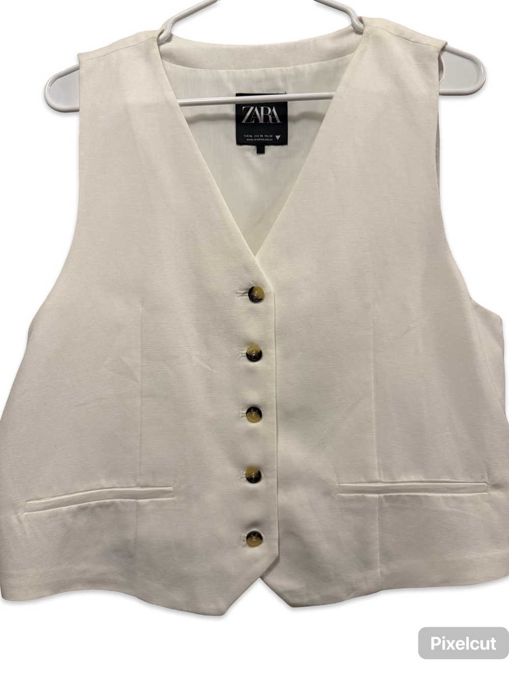 ZARA Cream Button-Front Sleeveless Vest